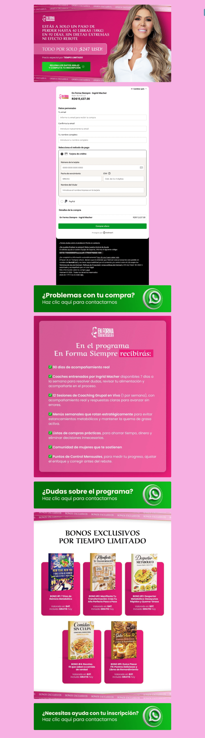 Página de checkout y conversión