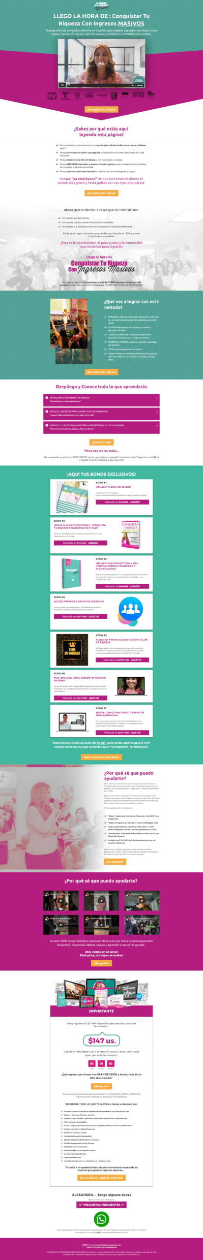 Página de Venta del Curso “Ingresos Masivos”