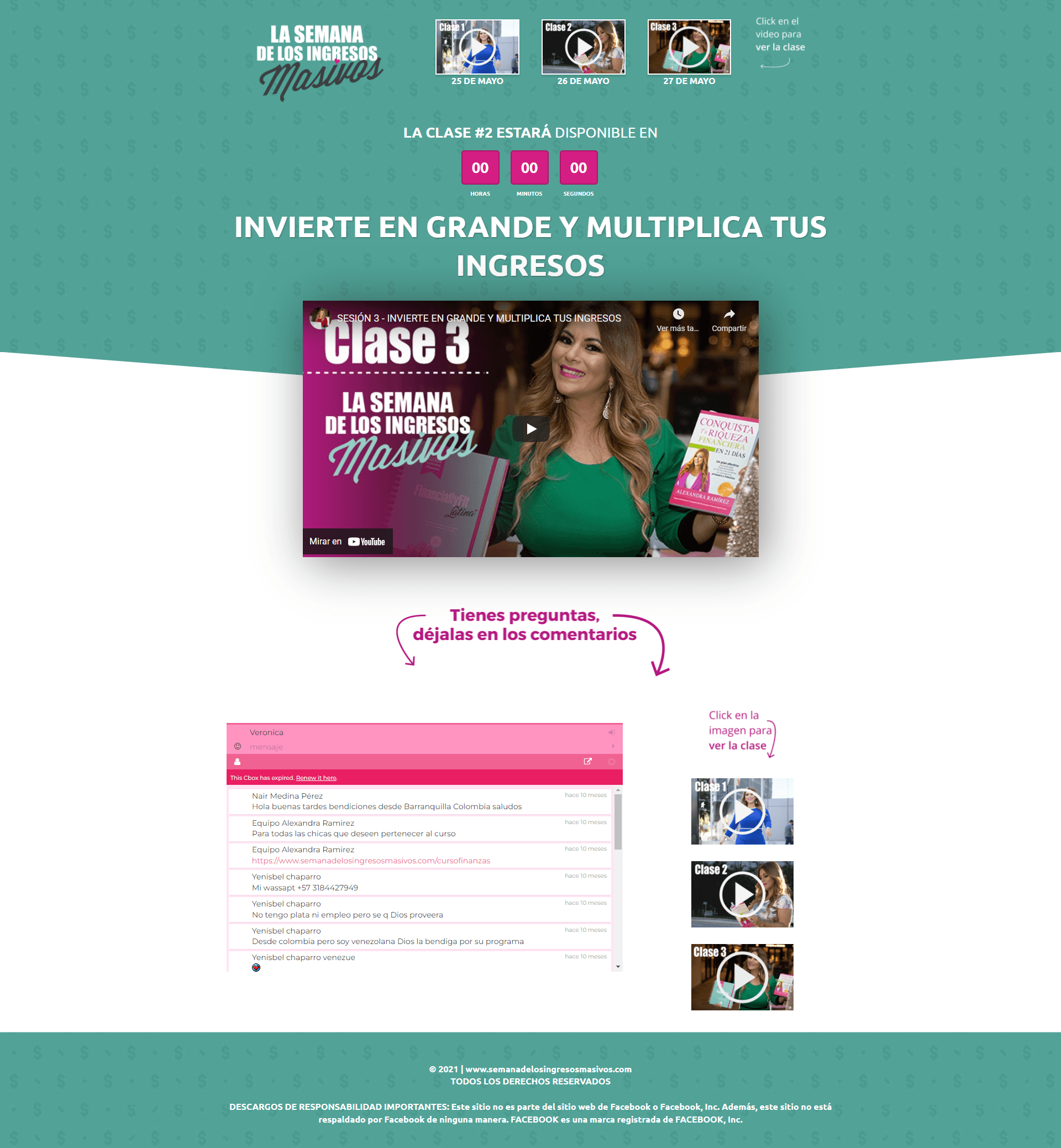 Página de Sesión del Entrenamiento